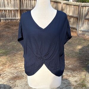 Splendid Navy V-Neck Twist-Front Crop Top